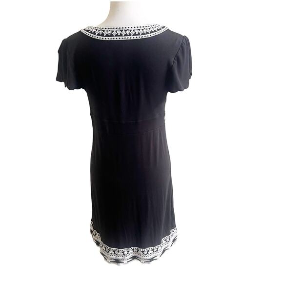 I.N.C International Concepts Embroidered Jersey Dress Knee Length Size Large BLK - Picture 3 of 11